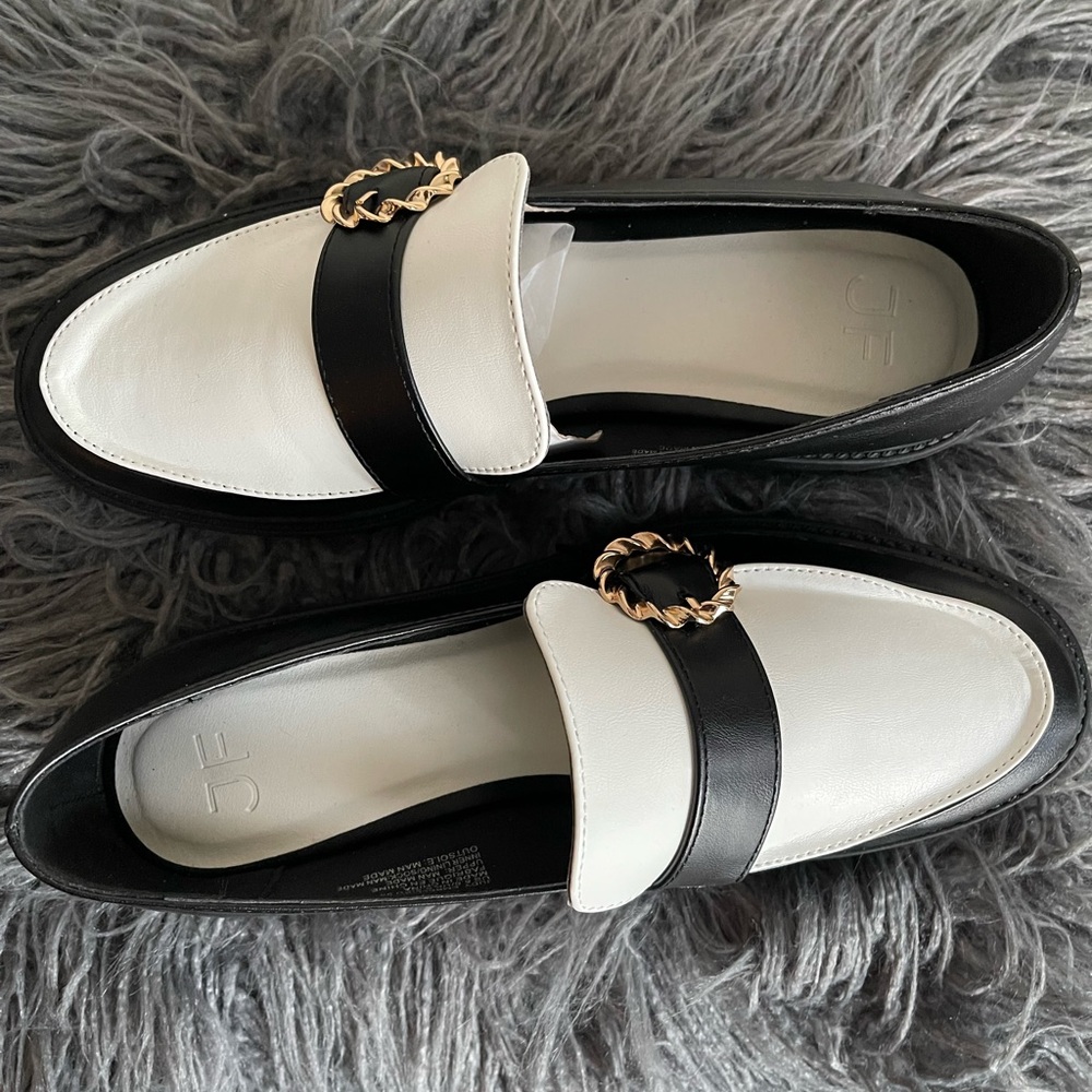 JustFab Black & White Embellished Loafer